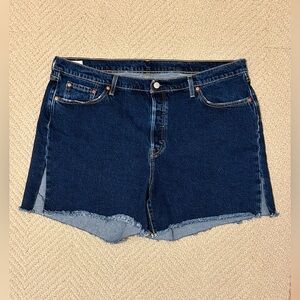 🥉 Levi’s 501 Women’s Side Slit Shorts 20W Big E Blue Denim Red Tab 43x5 NEW